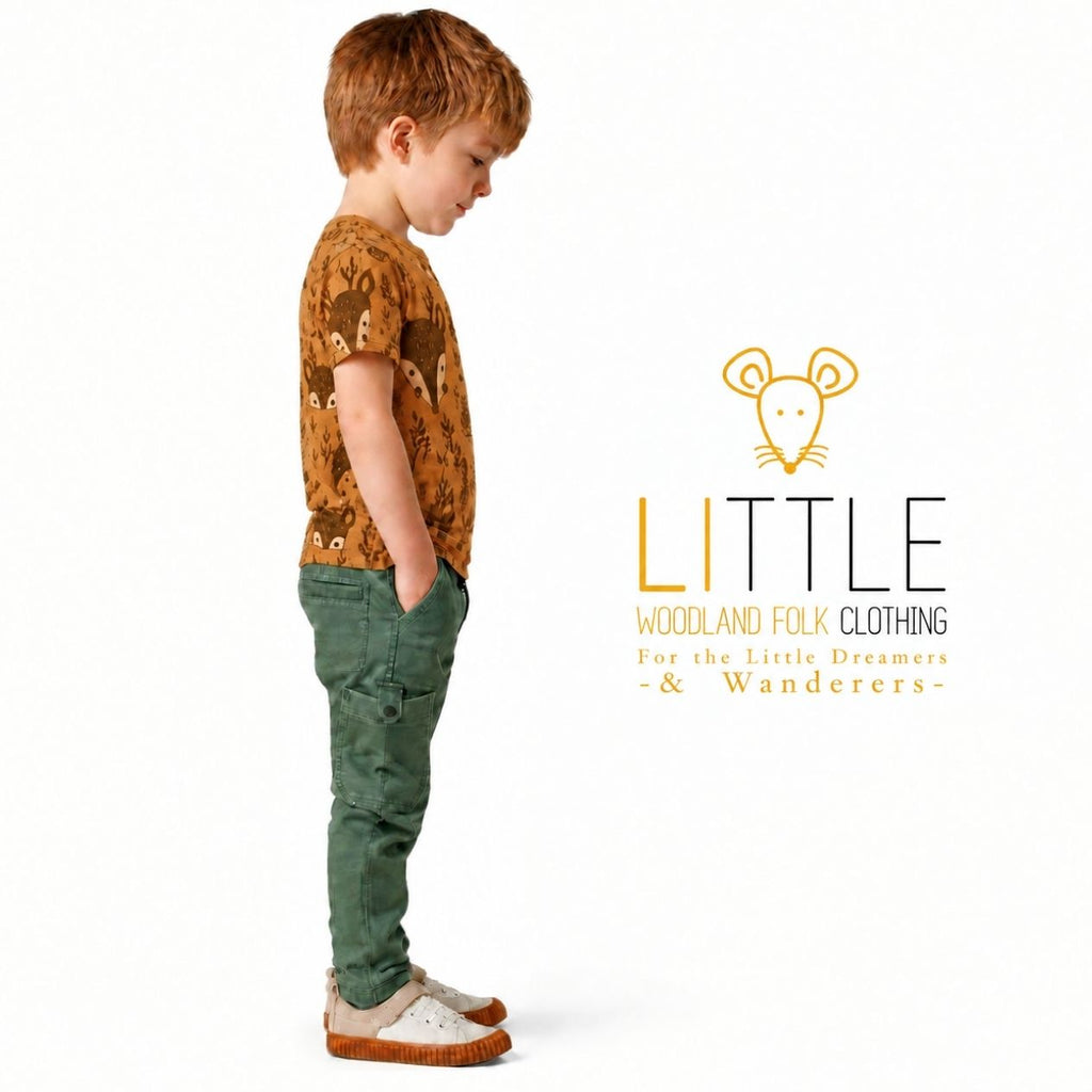 Little Woodland Fawn - Kids All-Over Cotton Crew Neck T-Shirt (Non-Embroidered)