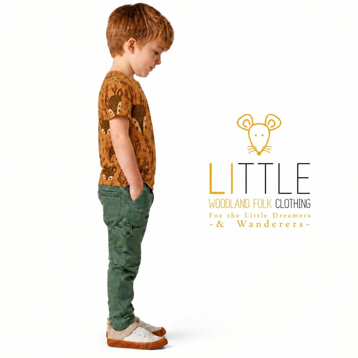 Little Woodland Fawn - Kids All-Over Cotton Crew Neck T-Shirt (Non-Embroidered)