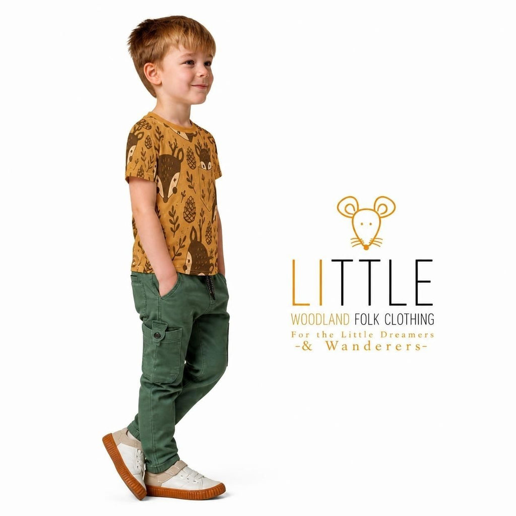 Little Woodland Fawn - Kids All-Over Cotton Crew Neck T-Shirt (Non-Embroidered)