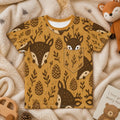 Little Woodland Fawn - Kids All-Over Cotton Crew Neck T-Shirt (Non-Embroidered)