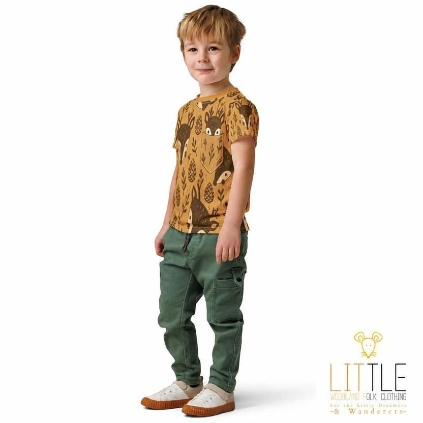 Little Woodland Fawn - Kids All-Over Cotton Crew Neck T-Shirt (Non-Embroidered)