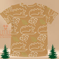 Little Woodland Hedgehog - Kids All-Over Cotton Crew Neck T-Shirt (Non-Embroidered)